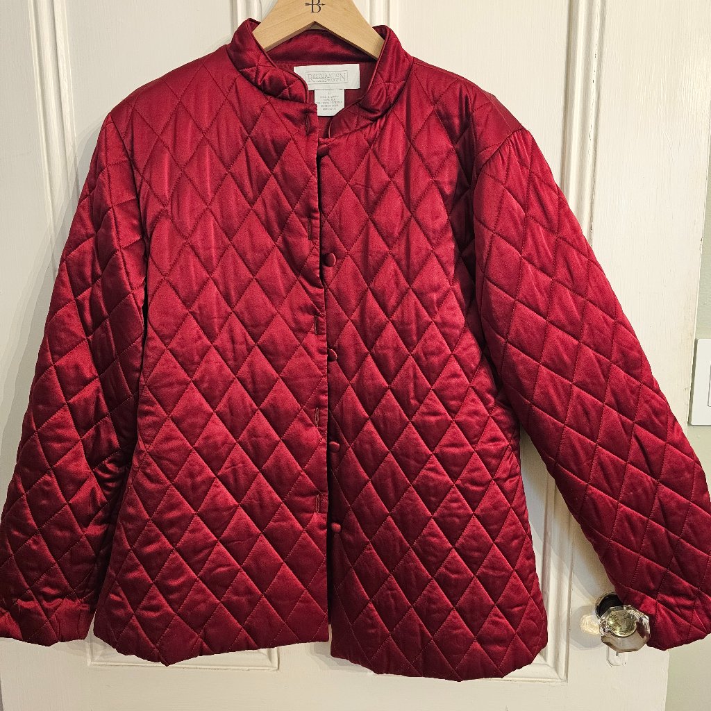 Women's Restoration Hardware Silk Quilted Jacket - Sz. L Euc — image 4 of 6